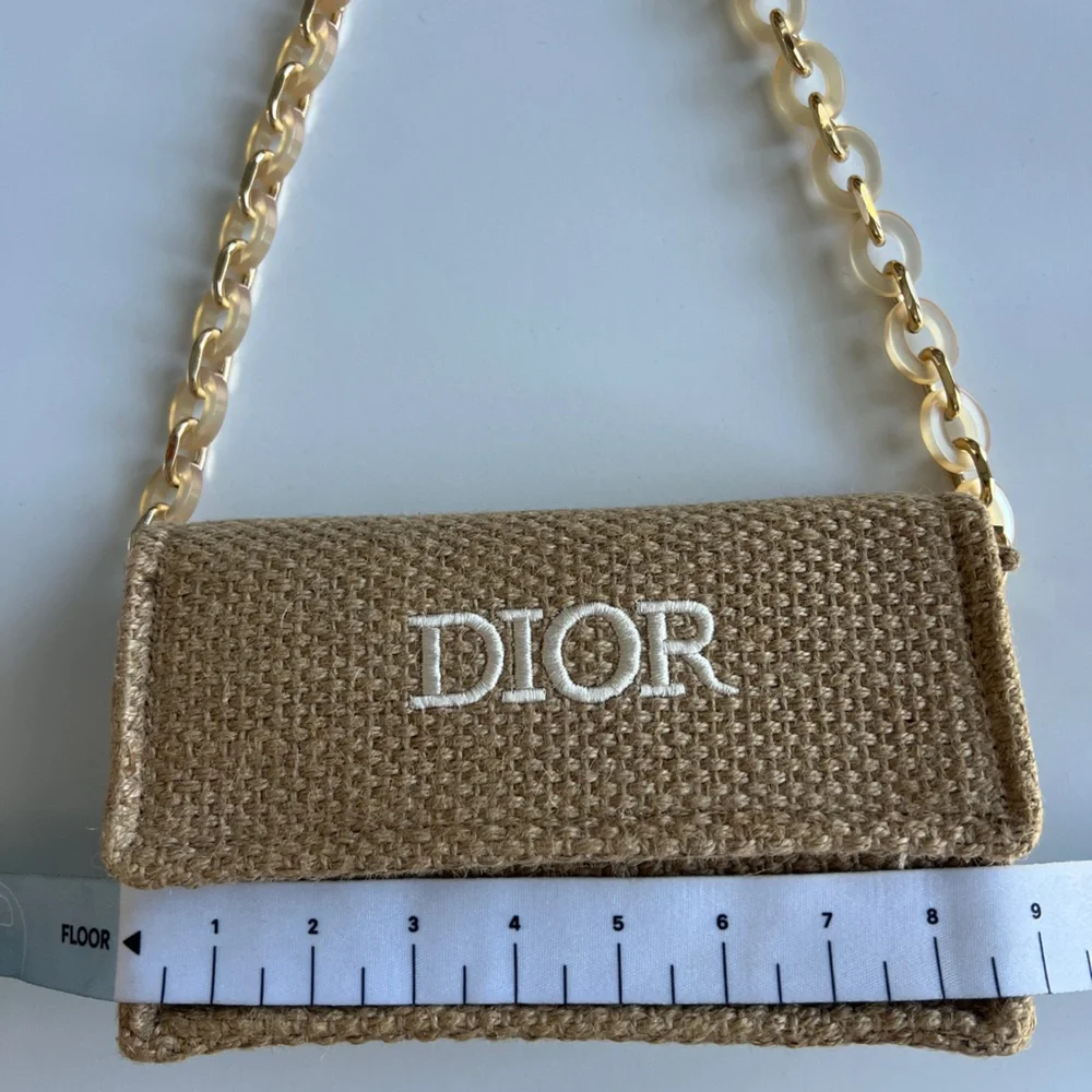 Dior Beige Woven Shoulder Bag with Acrylic Chain - Picture 7 of 16